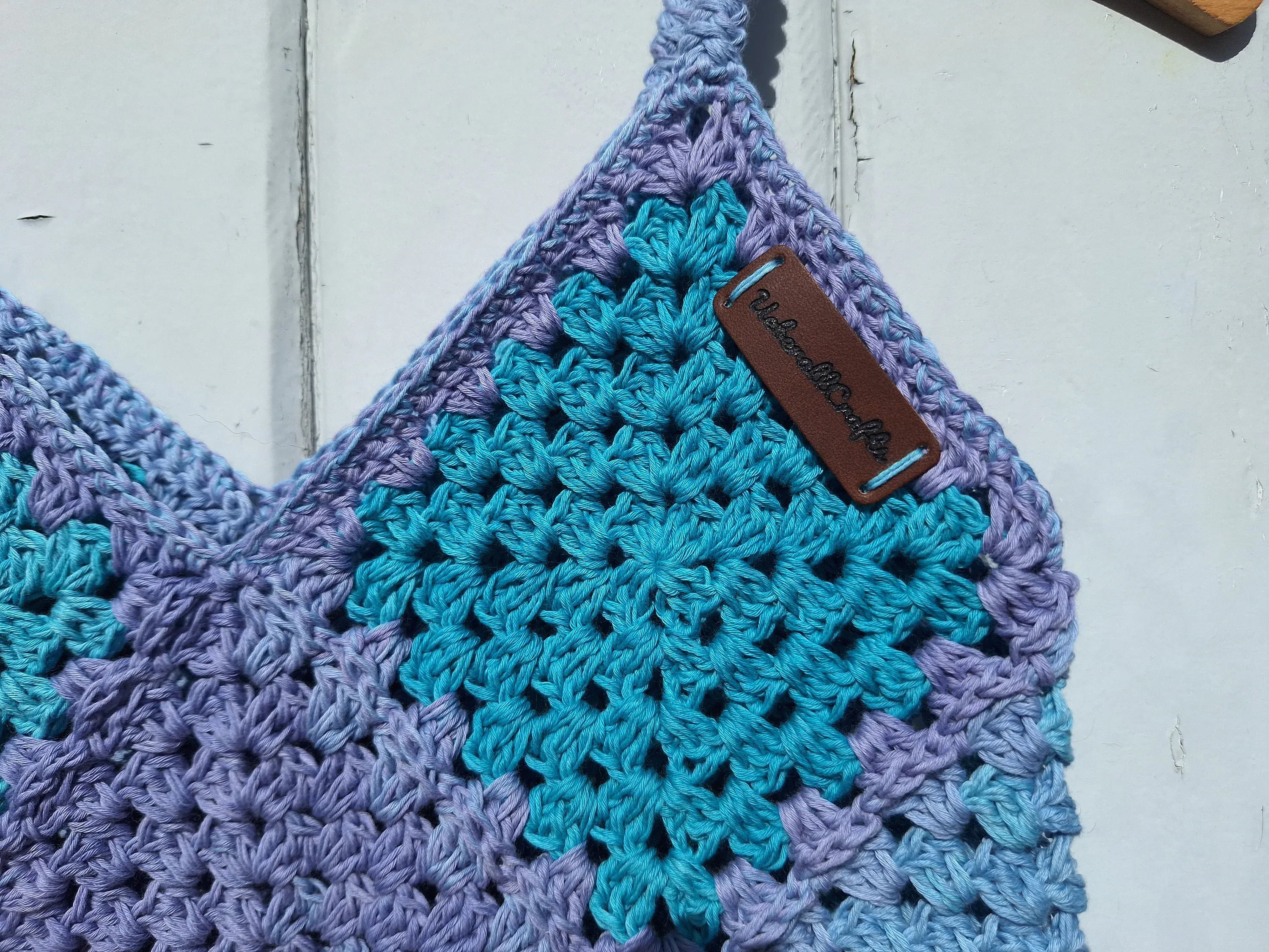 Top Grannysquare Blau / Lila / Türkis, Gr. XS-M